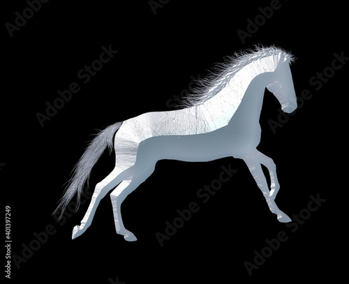 Horse Logo Icon White Stone Sculpture Illustration