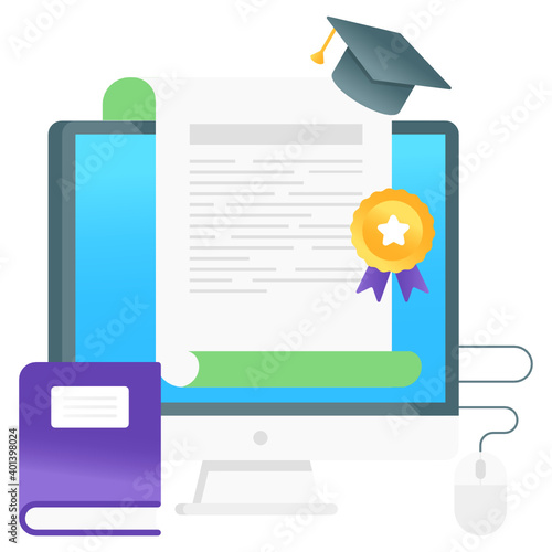 
Editable flat gradient vector of online graduation 
