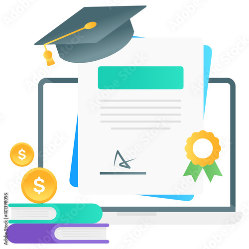 
Online scholarship vector in editable style, online study
