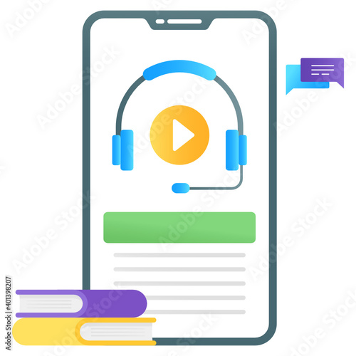 
A modern flat gradient vector of audio lesson, audio education

