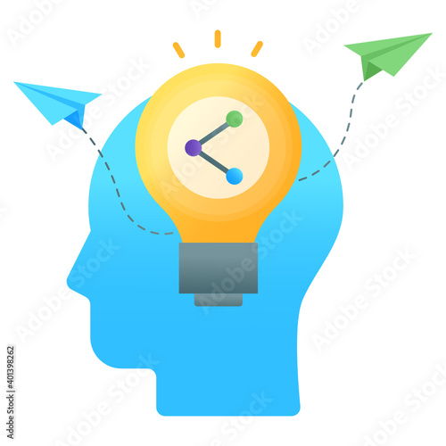 
Human head having sharing ideas concept, flat gradient vector 
