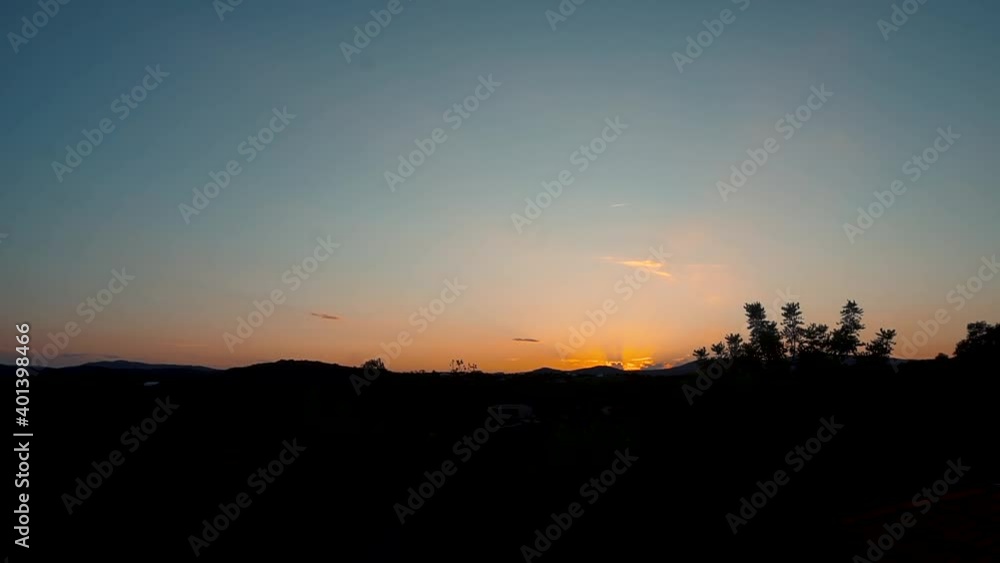 Dusk Sunset Sky With Mountain Silhouette In Village Near Valencia, Spain. - Timelapse Dusk Sunset Sky With Mountain Silhouette In Village Near Valencia, Spain. - Timelapse