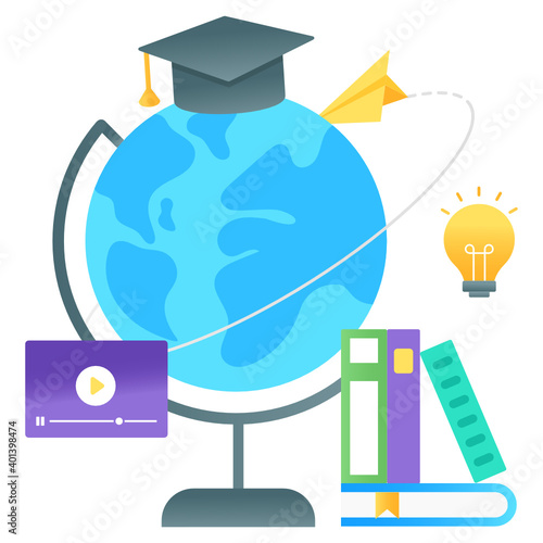 
Vector of global education in modern flat gradient style 
