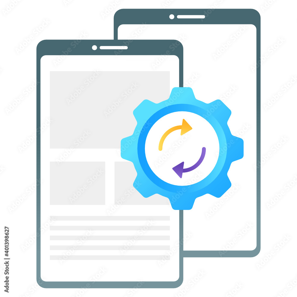 Concept of device synchronization, gradient vector on mobile sync Concept of device synchronization, gradient vector on mobile sync