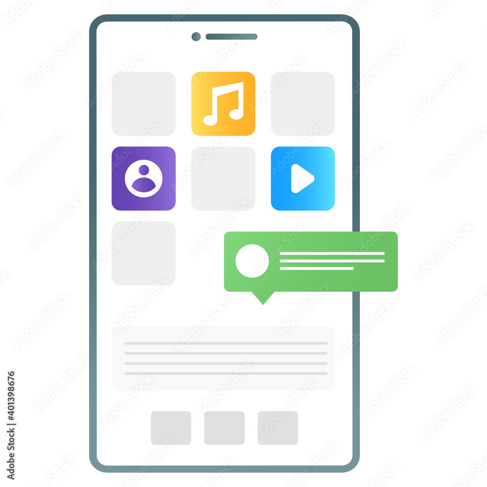 Online media applications, gradient vector of mobile apps
Online media applications, gradient vector of mobile apps