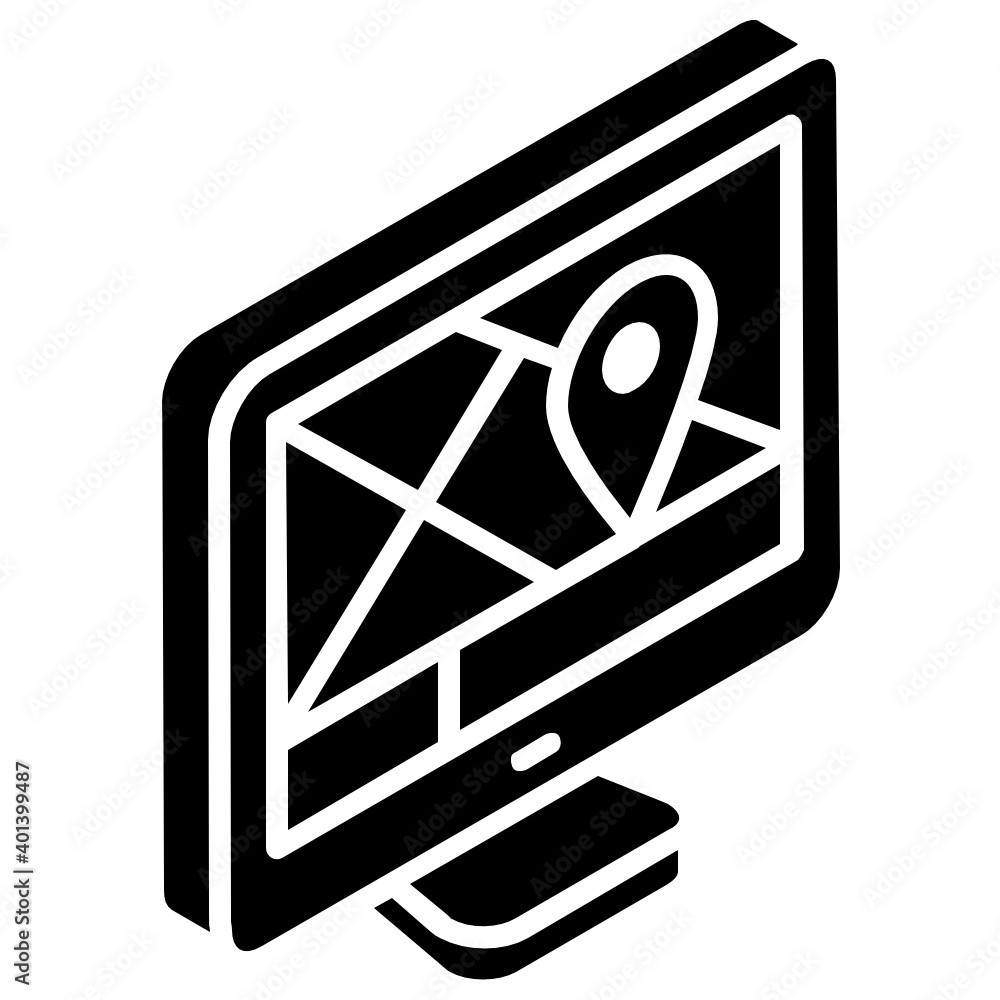 Pointer inside monitor, online location icon
Pointer inside monitor, online location icon