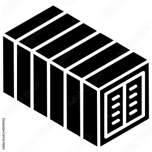  Logistic container icon in glyph isometric style, shipping crate 