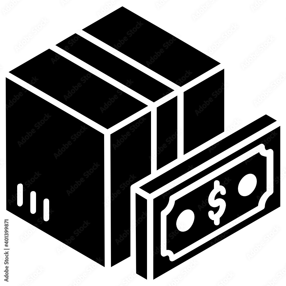 Box with banknote, finance parcel icon
Box with banknote, finance parcel icon