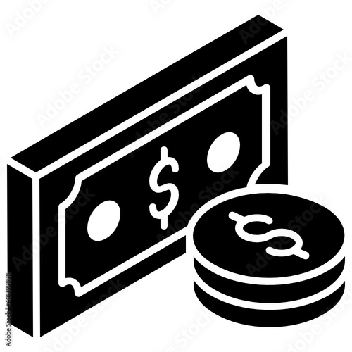 
Editable glyph isometric design of finance
