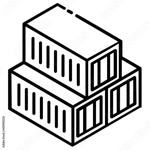 
Logistic containers icon in glyph isometric style, shipping crates 
