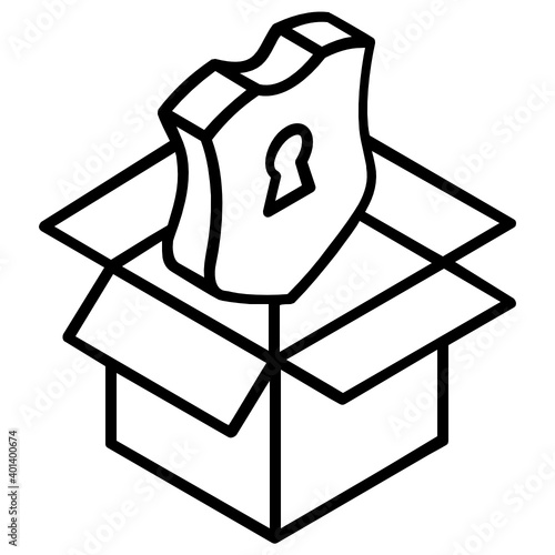 
Shield with box, concept of secure parcel icon
