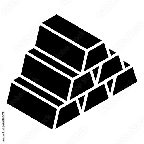 
Gold bricks glyph isometric icon, gold stack 
