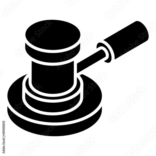 
An icon design of auction hammer in glyph isometric style 
