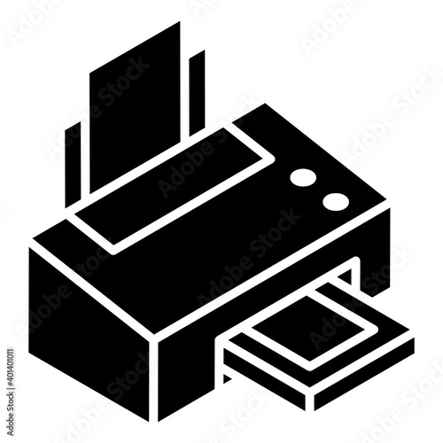 
Glyph isometric vector design of a printing machine
