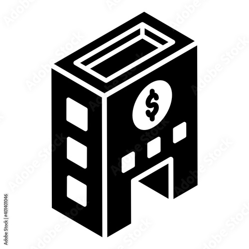 
Dollar on building denoting concept of business center icon
