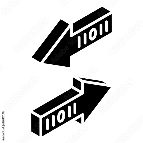 
Icon of bit transfer in glyph isometric design 
