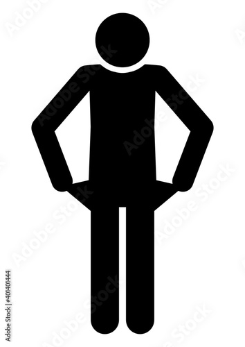 gz965 GrafikZeichnung - german konzept - Armut Icon / Person mit leeren Taschen / Hosentasche. - english - poverty sign / person with empty pocket of trousers. - concept simple template - xxl g10024