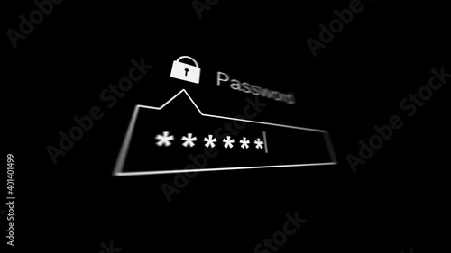 Password notification and lock icon on a black