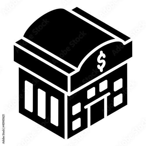 
Dollar on building denoting concept of bank building icon
