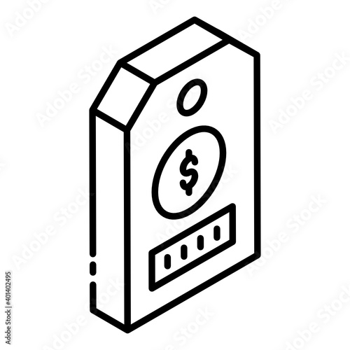 
Dollar sign on card denoting concept of sale tag icon
