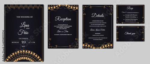 set collection elegant wedding invitation card template