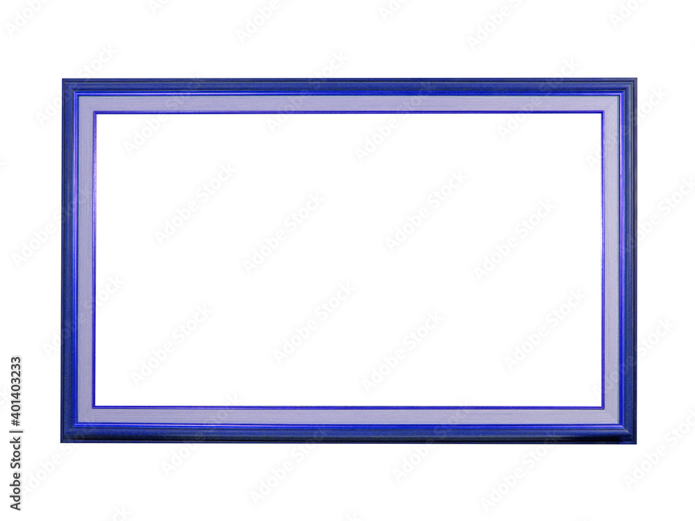 Wooden blue frame for paintings. Isolated on white Wooden blue frame for paintings. Isolated on white