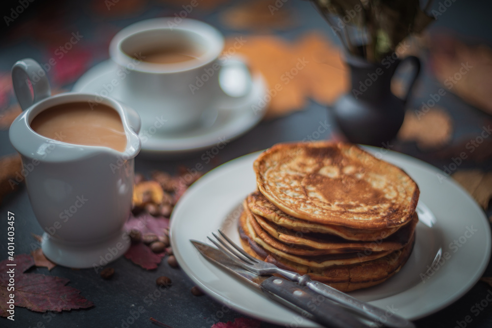 Still life on an autumn theme- breakfast Still life on an autumn theme- breakfast