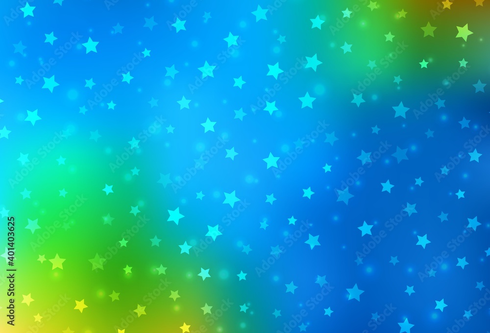 Light Blue, Green vector background with xmas snowflakes, stars. Light Blue, Green vector background with xmas snowflakes, stars.