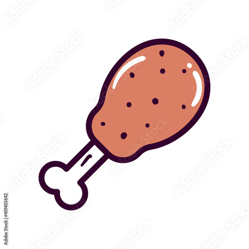 Chicken line and fill style icon vector design