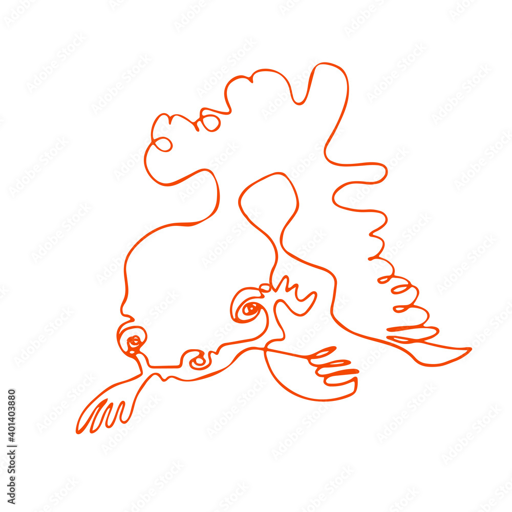 Vetor de Funny doodle goldfish in cartoon style drawn by hand of single