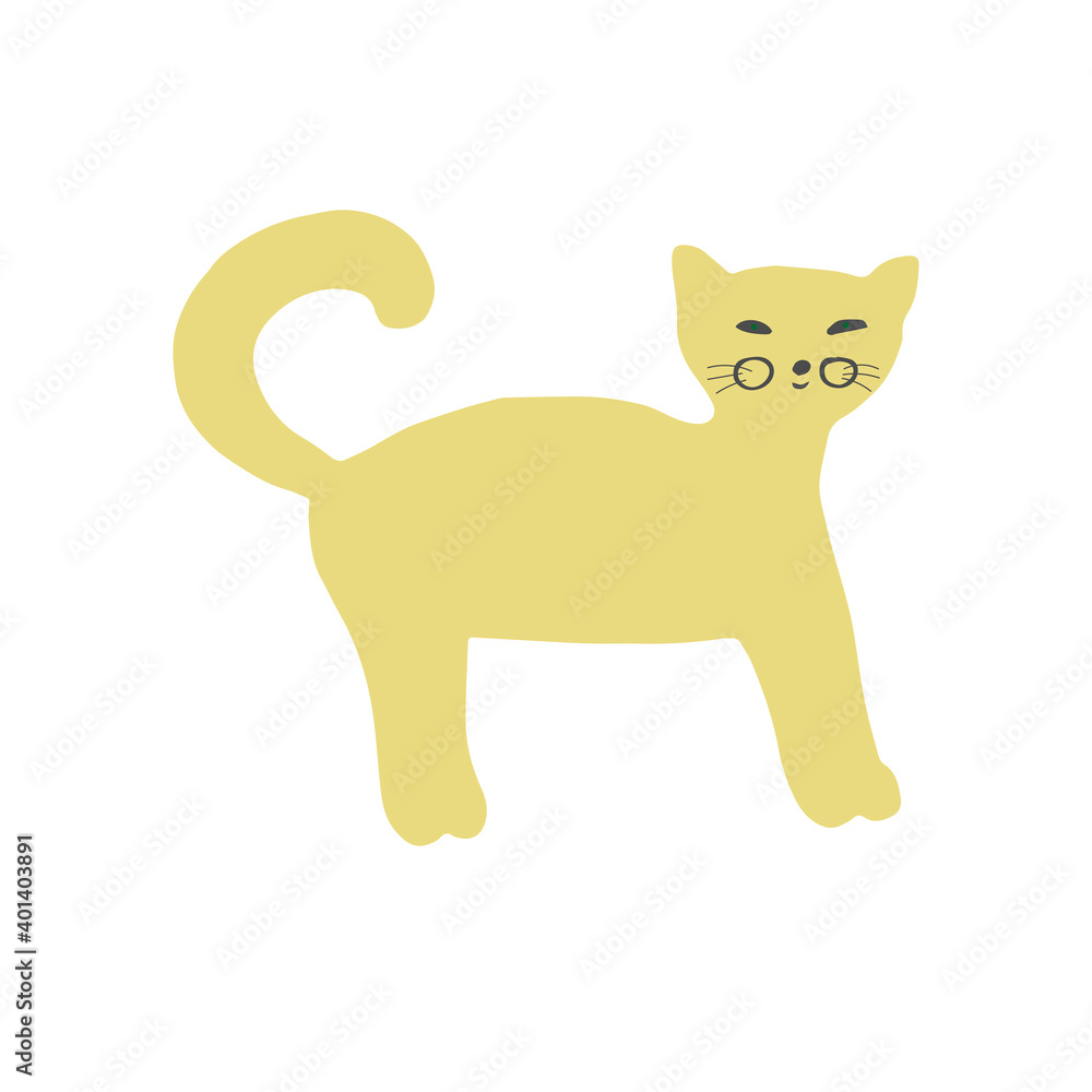 Cat, flat vector illustration, hand drawing Cat, flat vector illustration, hand drawing