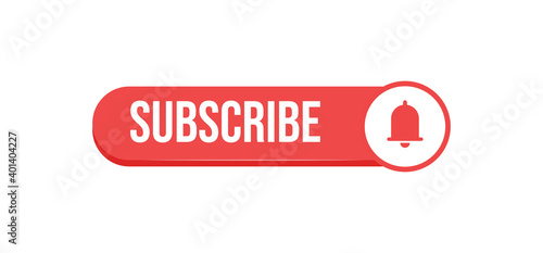 Subscribe click button with bell icon. Video social media platform.