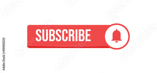 Subscribe click button with bell icon. Video social media platform.