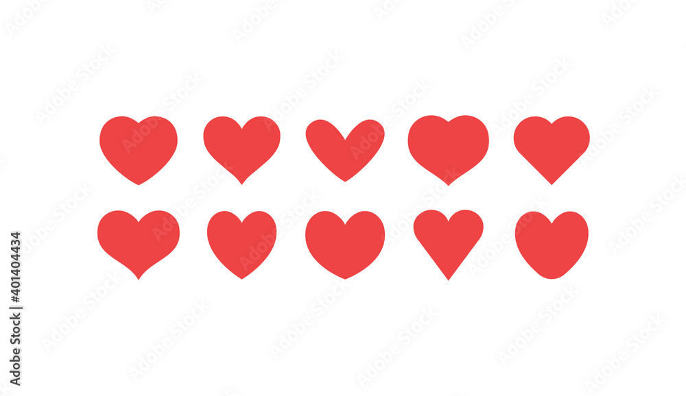 Hearts icon collection. Love symbol. Valentine's day heart vector set.