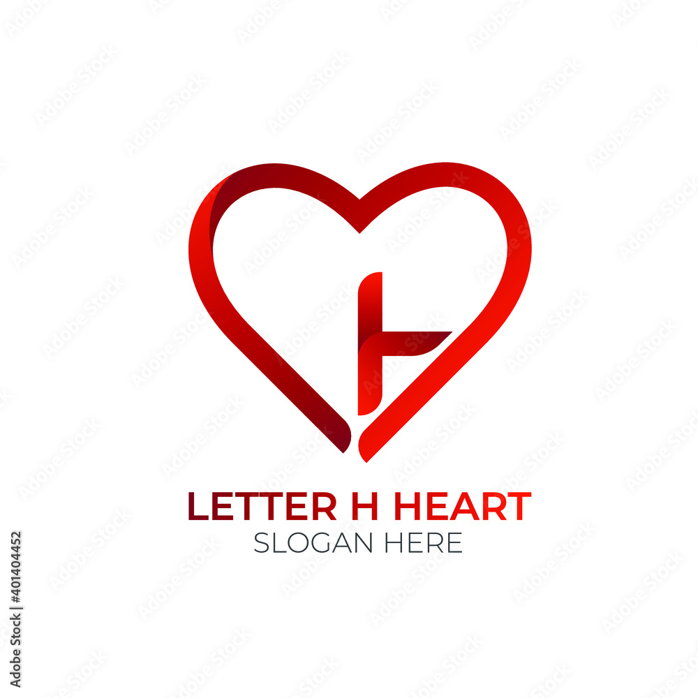 Heart Letter H Logo. Abstract Vector Love Logo With Alphabet H. Stock Illustration