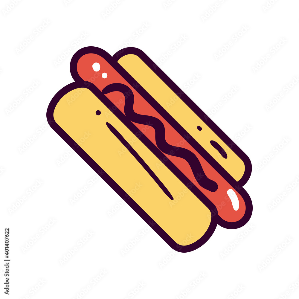 hot dog line and fill style icon vector design hot dog line and fill style icon vector design