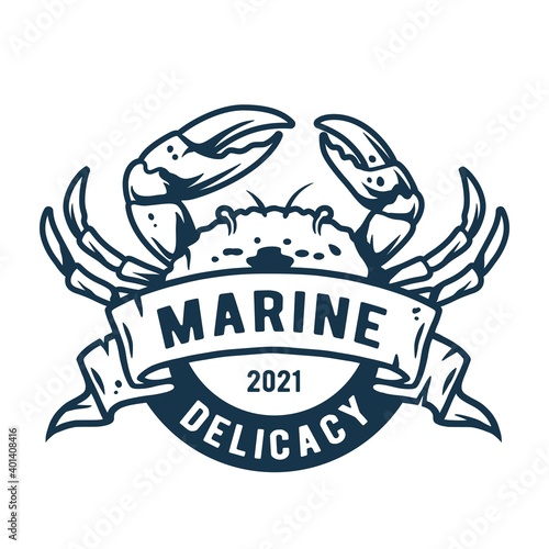 Marine ocean crab. Nautical ship delicacy for cooking. Outdoor seafood illustration