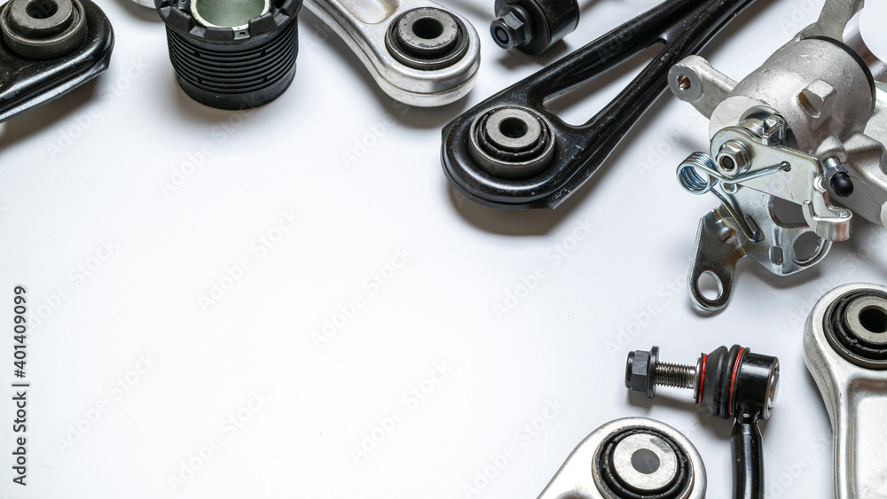 Engine gears. Auto motor mechanic spare or automotive piece on white background. Set of new metal car part. Technology of mechanical gear. Engine gears. Auto motor mechanic spare or automotive piece on white background. Set of new metal car part. Technology of mechanical gear.