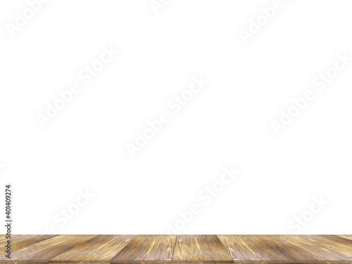 Empty wood surface isolated on white. 3d illustration