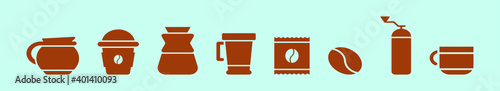 set of coffee cartoon icon design template with various models. vector illustration isolated on blue background