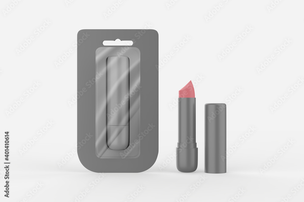 glossy closed and opened lip balm stick realistic hygienic lipstick with cardboard pack set. 3d illustration glossy closed and opened lip balm stick realistic hygienic lipstick with cardboard pack set. 3d illustration