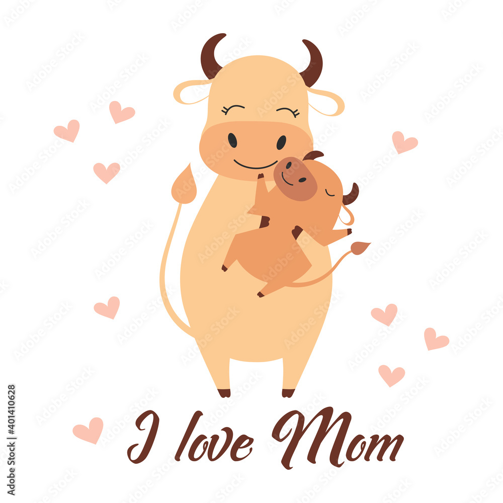 greeting card for mothers day with cows greeting card for mothers day with cows