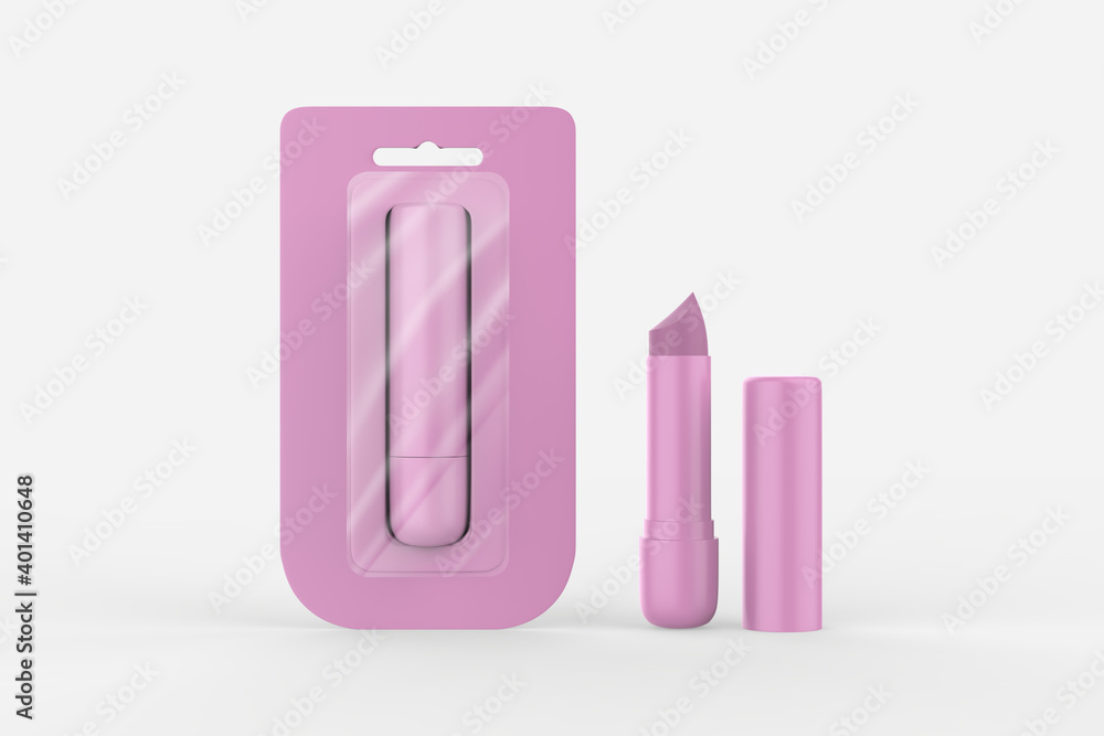 glossy closed and opened lip balm stick realistic hygienic lipstick with cardboard pack set. 3d illustration glossy closed and opened lip balm stick realistic hygienic lipstick with cardboard pack set. 3d illustration