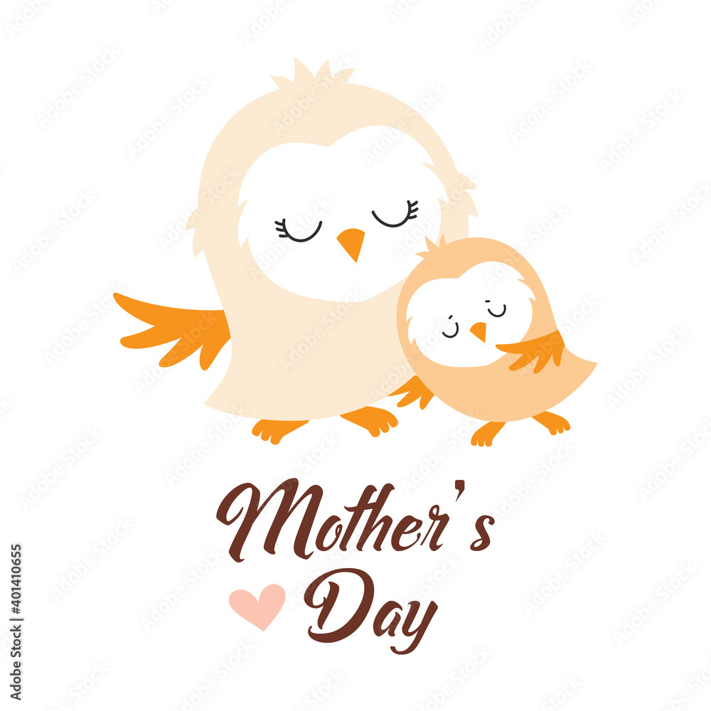 greeting card for mothers day with owls greeting card for mothers day with owls