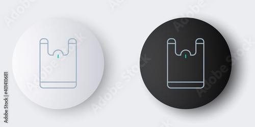 Line Plastic bag icon isolated on grey background. Disposable cellophane and polythene package prohibition sign. Colorful outline concept. Vector.