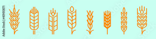 set of wheat stalks cartoon icon design template with various models. vector illustration isolated on blue background