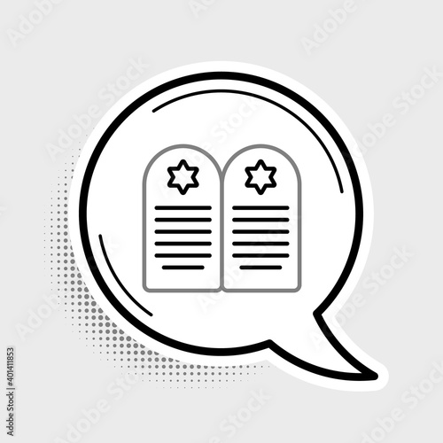 Line Tombstone with star of david icon isolated on grey background. Jewish grave stone. Gravestone icon. Colorful outline concept. Vector.