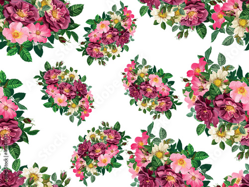 beautiful flower pattern on white background, linens floral print, fashion fabric, design textile