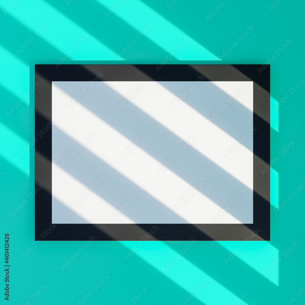 Frame concept mockup in empty room with shadow