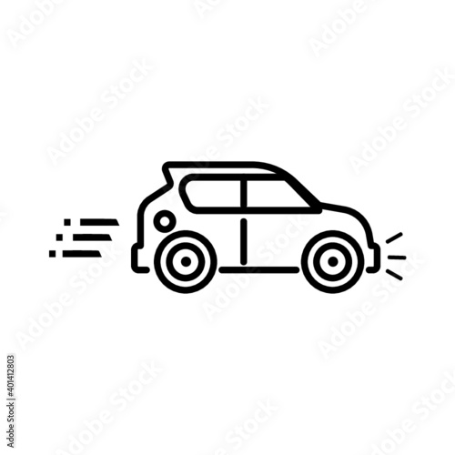 Speeding race car vector icon